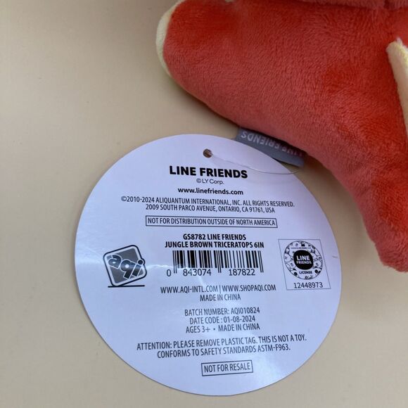 LINE FRIENDS Jungle Brown Teddy Bear in Red Dinosaur Costume 14" Plush NWT - Picture 4 of 7